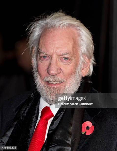 Donald Sutherland attends "The Hunger Games: Mockingjay Part 2" UK premiere at Odeon Leicester Square on November 5, 2015 in London, England.