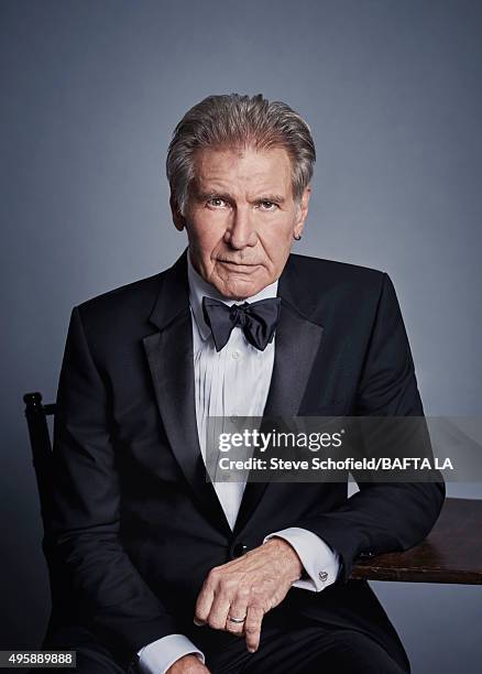 Actor Harrison Ford poses for a portrait at the 2015 BAFTA Britannia Awards Portraits on October 30, 2015 at the Beverly Hilton Hotel in Beverly...