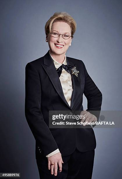 Actress Meryl Streep poses for a portrait at the 2015 BAFTA Britannia Awards Portraits on October 30, 2015 at the Beverly Hilton Hotel in Beverly...
