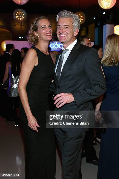 Dominic Raacke and Alexandra Rohleder attend the GQ Men of the year Award 2015 after show party at Komische Oper on November 5, 2015 in Berlin,...