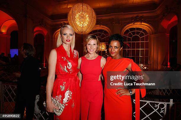 Franziska Knuppe, Franziska Weisz and Dennenesch Zoude attend the GQ Men of the year Award 2015 after show party at Komische Oper on November 5, 2015...