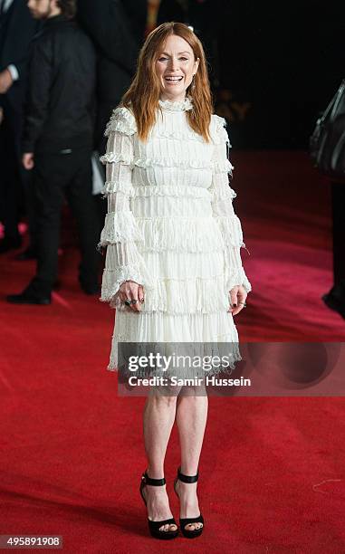 Julianne Moore attends The Hunger Games: Mockingjay Part 2 - UK Premiere at Odeon Leicester Square on November 5, 2015 in London, England.