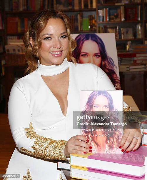 Adamari Lopez makes an appearance at Books and Books to promote her new book "Amando" on November 5, 2015 in Coral Gables, Florida.