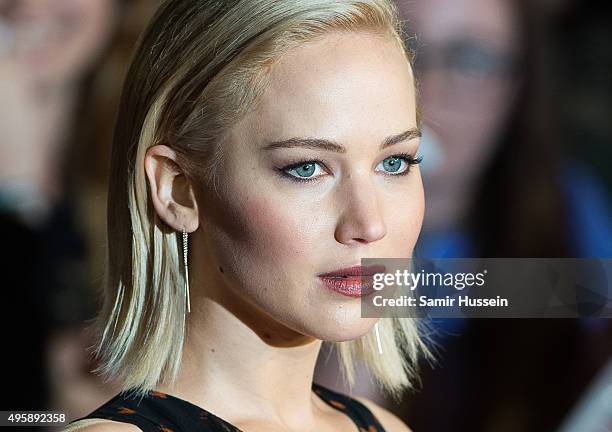 Jennifer Lawrence attends The Hunger Games: Mockingjay Part 2 - UK Premiere at Odeon Leicester Square on November 5, 2015 in London, England.