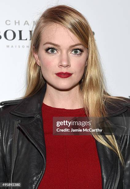 Model Lindsay Ellingson attends the "Spectre" pre-release screening hosted by Champagne Bollinger and The Cinema Society at the IFC Center on...