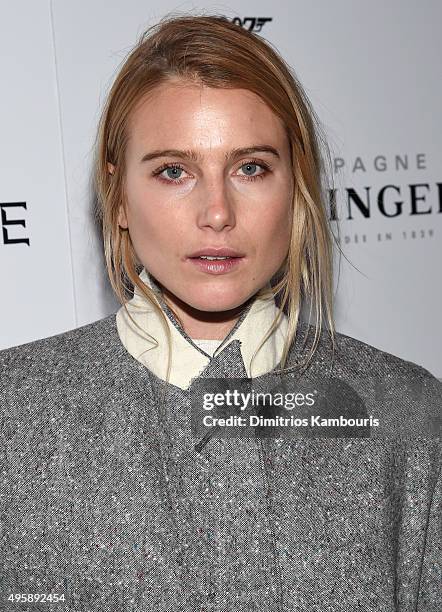 Model Dree Hemingway attends the "Spectre" pre-release screening hosted by Champagne Bollinger and The Cinema Society at the IFC Center on November...