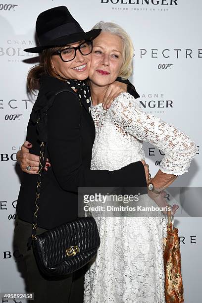 Actors Gina Gershon and Helen Mirren attend the "Spectre" pre-release screening hosted by Champagne Bollinger and The Cinema Society at the IFC...