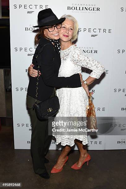 Actors Gina Gershon and Helen Mirren attend the "Spectre" pre-release screening hosted by Champagne Bollinger and The Cinema Society at the IFC...