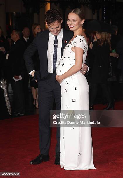 Sam Claflin and Laura Haddock attends "The Hunger Games: Mockingjay Part 2" UK premiere at Odeon Leicester Square on November 5, 2015 in London,...