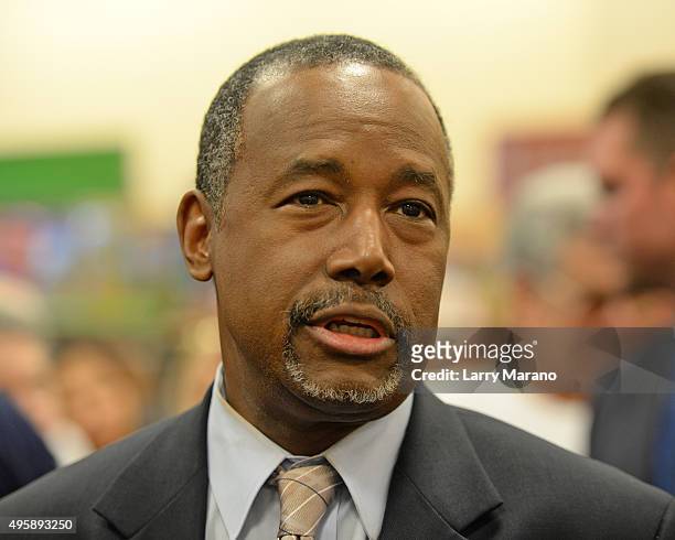 Republican Presidential candidate Dr. Ben Carson attends a book signing for "A More Perfect Union" at Barnes & Noble on November 5, 2015 in Fort...