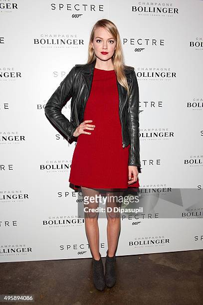 Lindsay Ellingson attends the "Spectre" pre-release screening hosted by Champagne Bollinger and The Cinema Society at IFC Center on November 5, 2015...