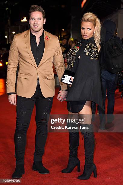 Kieran Hayler and Katie Price attend The Hunger Games: Mockingjay Part 2 - UK Premiere at Odeon Leicester Square on November 5, 2015 in London,...