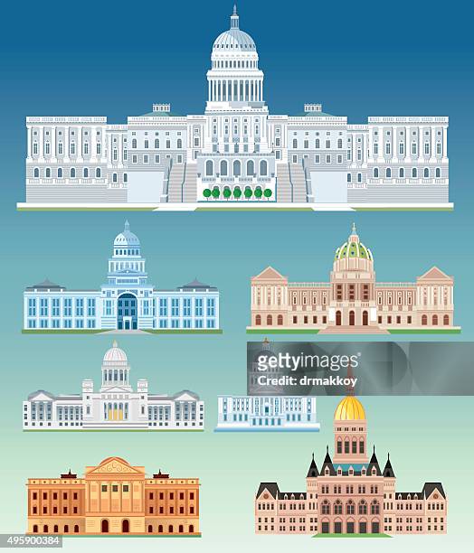 stockillustraties, clipart, cartoons en iconen met state capitol building - senate