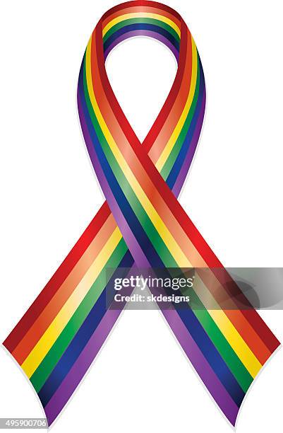 rainbow or gay pride awareness ribbon - meaningful stock illustrations