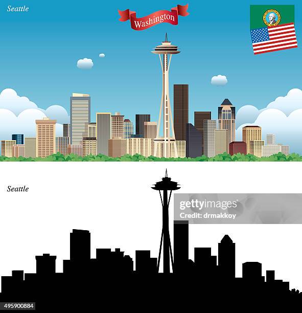 seattle skyline - seattle houses stock illustrations
