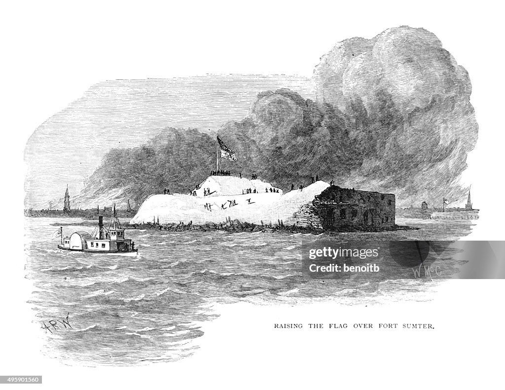 Raising The Flag Over Fort Sumter