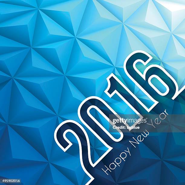 stockillustraties, clipart, cartoons en iconen met happy new year 2016 - low poly, abstract background - long shadow design