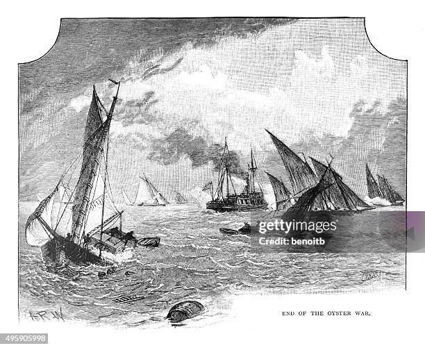 ende der oyster krieg - chesapeake bay stock-grafiken, -clipart, -cartoons und -symbole