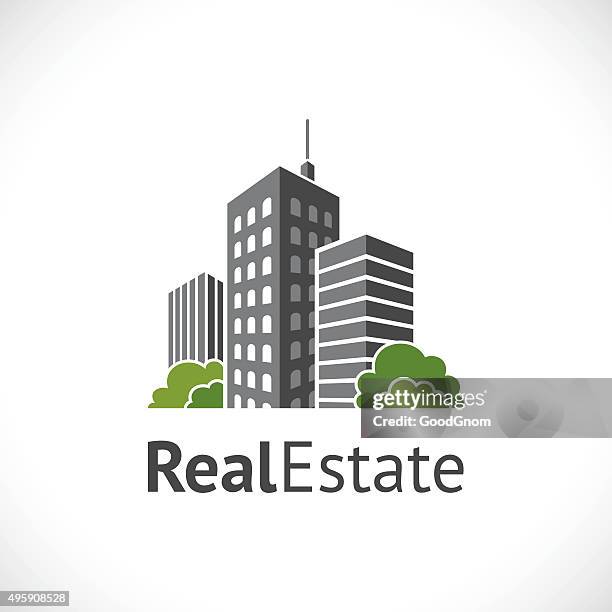 ilustraciones, imágenes clip art, dibujos animados e iconos de stock de icono de inmobiliaria - bloque de oficinas