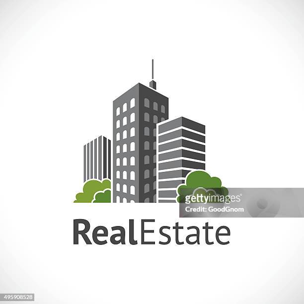 real estate icon - office block exterior stock illustrations