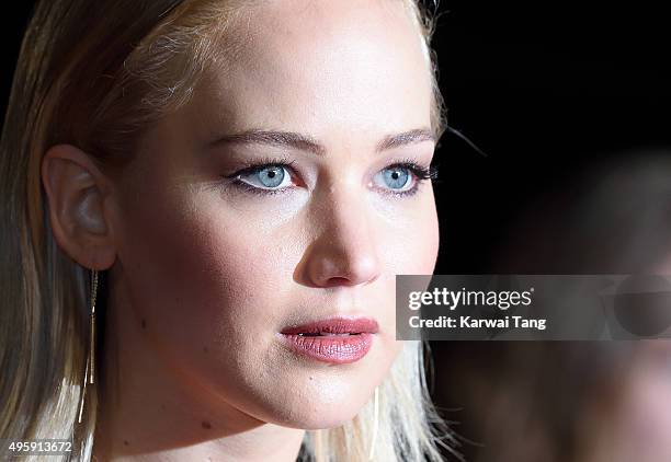 Jennifer Lawrence attends The Hunger Games: Mockingjay Part 2 - UK Premiere at Odeon Leicester Square on November 5, 2015 in London, England.