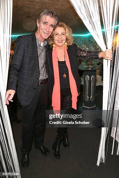 Michaela May and her husband Bernd Schadewald during the VIP premiere of Schubecks Teatro's program 'Herzstuecke' at Spiegelzelt on November 5, 2015...