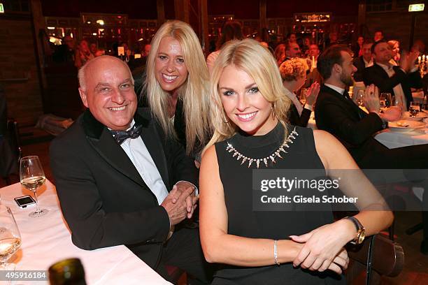 Axel Munz, CEO Angermaier, Ariane Jadrnicek and playmate Denise Cotte during the VIP premiere of Schubecks Teatro's program 'Herzstuecke' at...