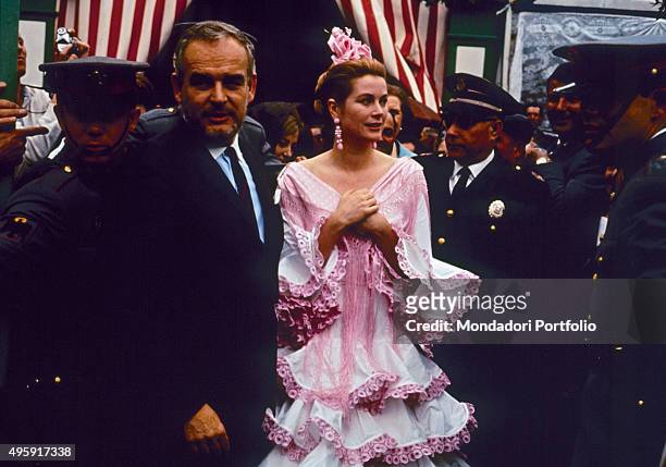 Rainier III Prince of Monaco attending the Feria de Abril with his wife and American actress Grace Kelly. Seville, April 1966