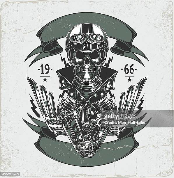 motorcycle patch - pinstripe stock illustrations