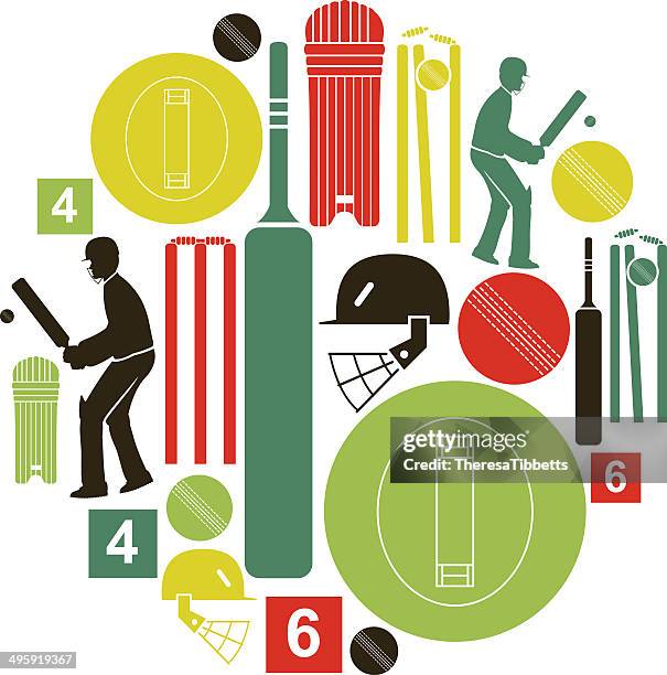 cricket-icon-set - cricket schläger stock-grafiken, -clipart, -cartoons und -symbole