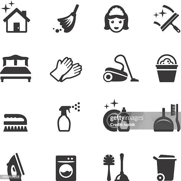 soulico - cleaning icons - plunger stock illustrations