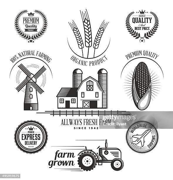 linolschnitt essen icons - tractor stock-grafiken, -clipart, -cartoons und -symbole