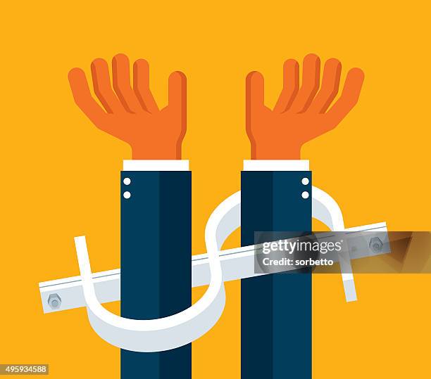 handcuffs - debtors prison stock illustrations