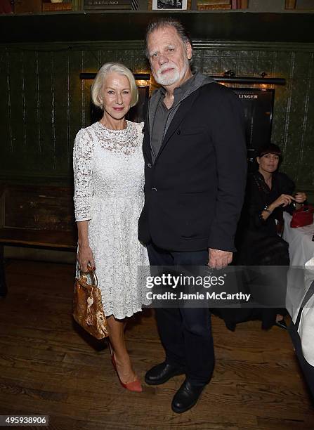 Hellen Mirren and Taylor Hackford attend the the after party for the "Spectre" pre-release screening hosted by Champagne Bollinger and The Cinema...