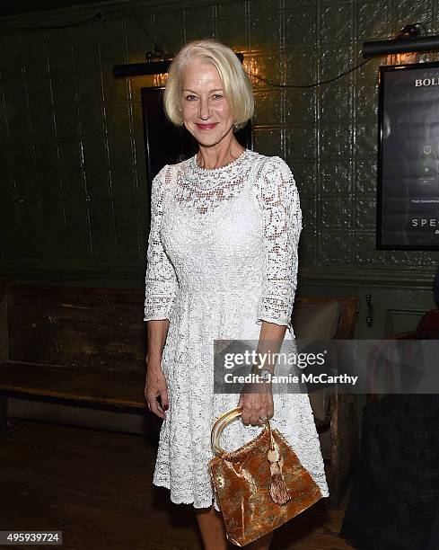 Hellen Mirren attends the the after party for the "Spectre" pre-release screening hosted by Champagne Bollinger and The Cinema Society on November 5,...