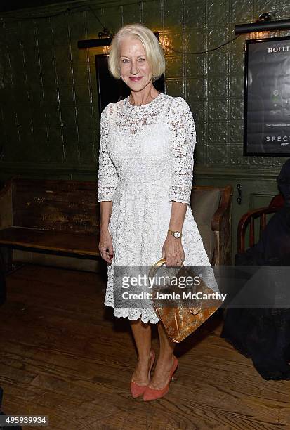 Hellen Mirren attends the the after party for the "Spectre" pre-release screening hosted by Champagne Bollinger and The Cinema Society on November 5,...