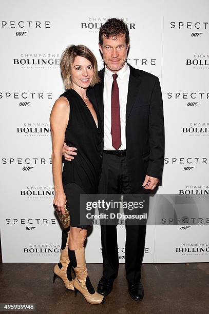 Dylan Walsh and Leslie Bourque attend the "Spectre" pre-release screening hosted by Champagne Bollinger and The Cinema Society at IFC Center on...