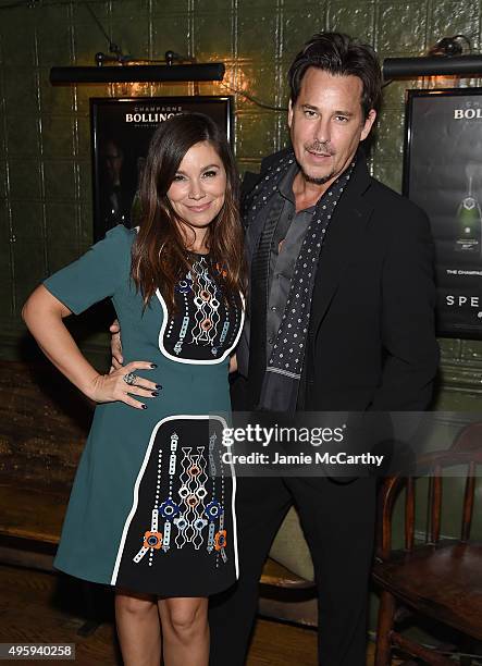 Gretchen Monahan and Ricky Paull Goldin attend the the after party for the "Spectre" pre-release screening hosted by Champagne Bollinger and The...