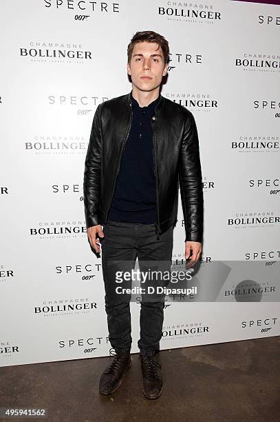 Nolan Funk attends the "Spectre" pre-release screening hosted by Champagne Bollinger and The Cinema Society at IFC Center on November 5, 2015 in New...