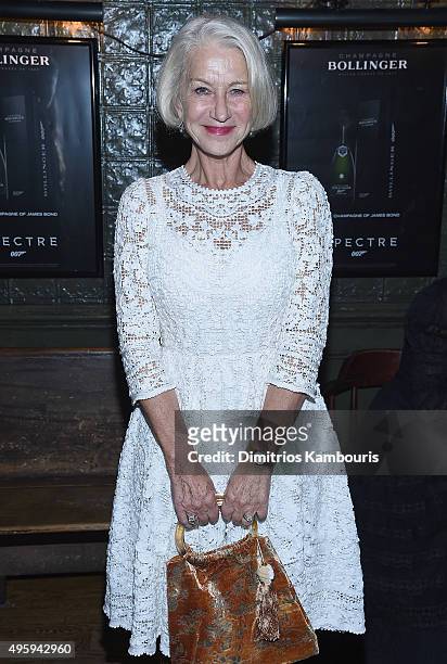 Hellen Mirren attends the the after party for the 'Spectre' pre-release screening hosted by Champagne Bollinger and The Cinema Society on November 5,...