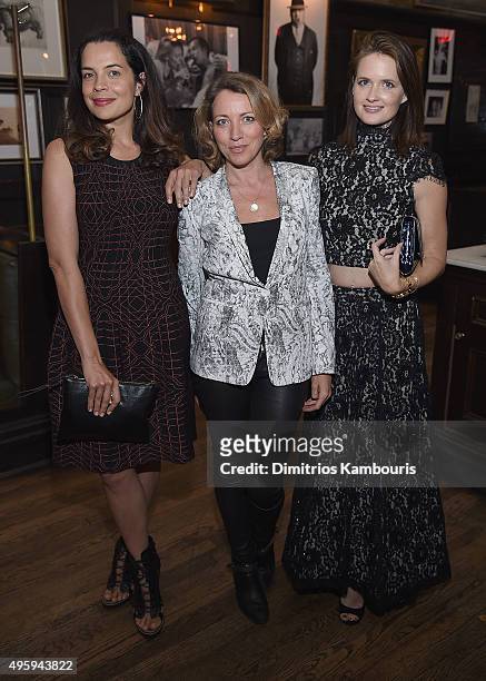 Zuleikha Robinson, Sanny van Heteren and Valerie Michaels attend the the after party for the 'Spectre' pre-release screening hosted by Champagne...