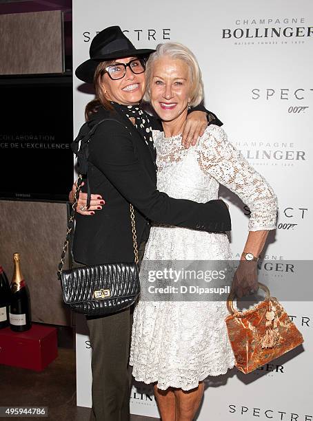 Gina Gershon and Helen Mirren attend the "Spectre" pre-release screening hosted by Champagne Bollinger and The Cinema Society at IFC Center on...
