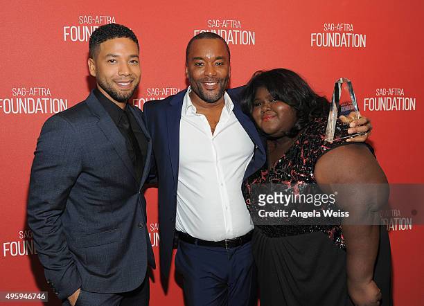 Actor Jussie Smollett, honoree Lee Daniels and actress Gabourey Sidibe attend the Screen Actors Guild Foundation 30th Anniversary Celebration at...