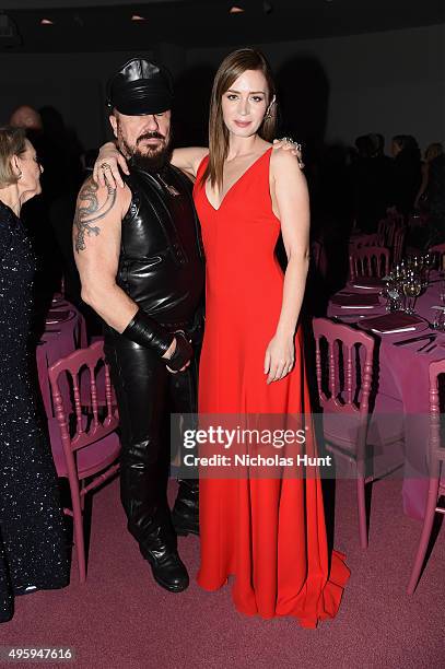 Peter Marino and Emily Blunt attend the 2015 Guggenheim International Gala Dinner made possible by Dior at Solomon R. Guggenheim Museum on November...