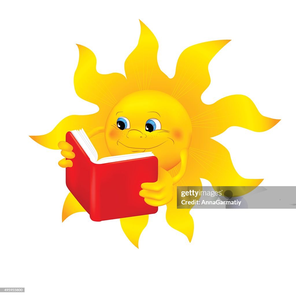 Funny Cartoon Sun Reading A Book High-Res Vector Graphic - Getty Images