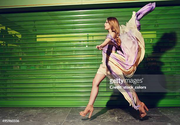 fashion model on catwalk - fashion show stockfoto's en -beelden