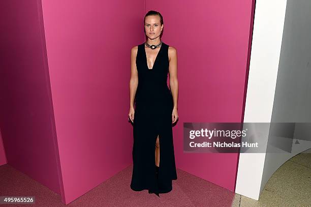 Olympia Scarry attends the 2015 Guggenheim International Gala Dinner made possible by Dior at Solomon R. Guggenheim Museum on November 5, 2015 in New...