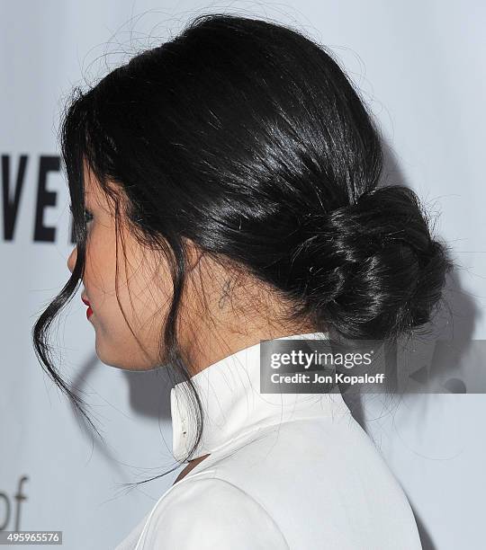Selena Gomez arrives at City Of Hope's 2015 Spirit Of Life Gala at Santa Monica Civic Auditorium on November 5, 2015 in Santa Monica, California.