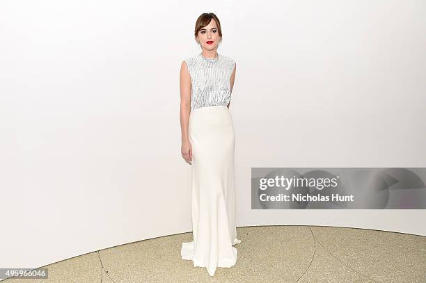 Dakota Johnson attends the 2015 Guggenheim International Gala Dinner made possible by Dior at Solomon R. Guggenheim Museum on November 5, 2015 in New...