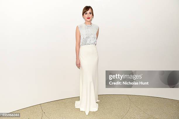 Dakota Johnson attends the 2015 Guggenheim International Gala Dinner made possible by Dior at Solomon R. Guggenheim Museum on November 5, 2015 in New...